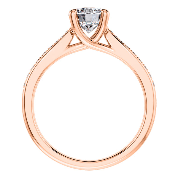 4 Claw 18ct Rose Gold Round Brilliant Diamond Engagement Ring.