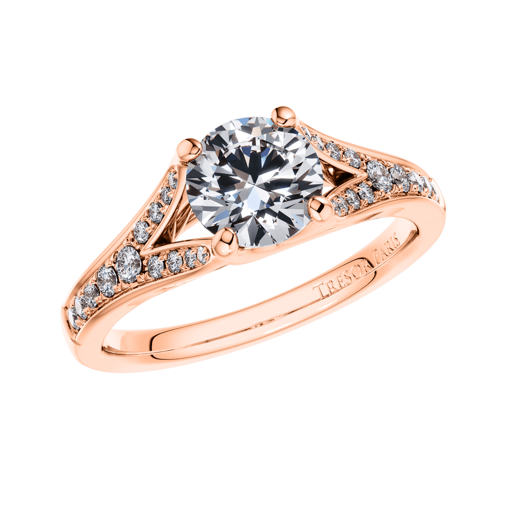 4 Claw 18ct Rose Gold Round Brilliant Diamond Engagement Ring Mount.