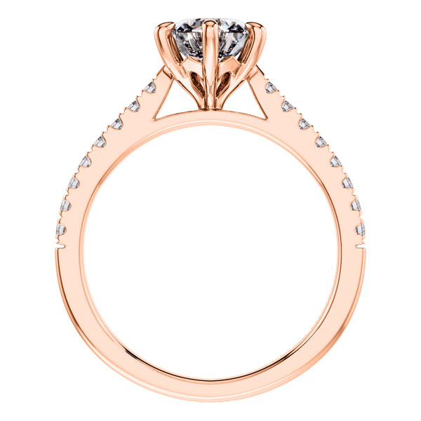 Elegant 18ct Rose Gold Diamond Engagement Ring With 6 Claws.