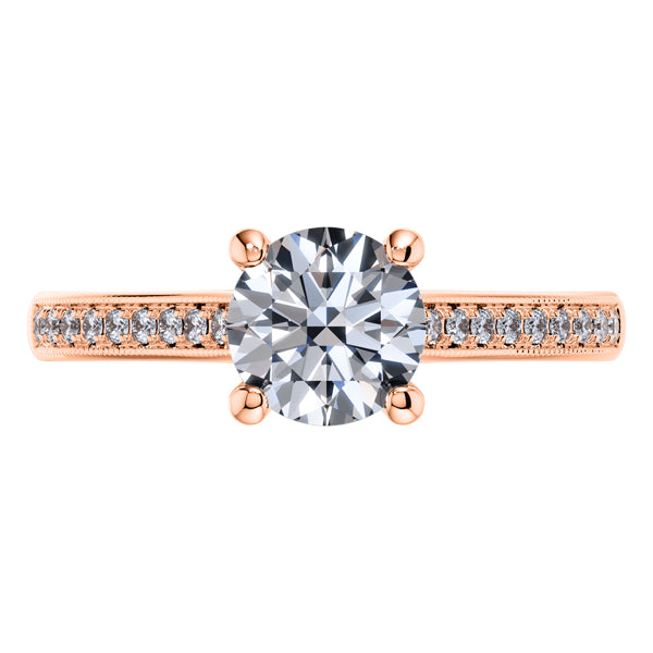 18ct Rose Gold Round Brilliant Diamond Engagement Ring.