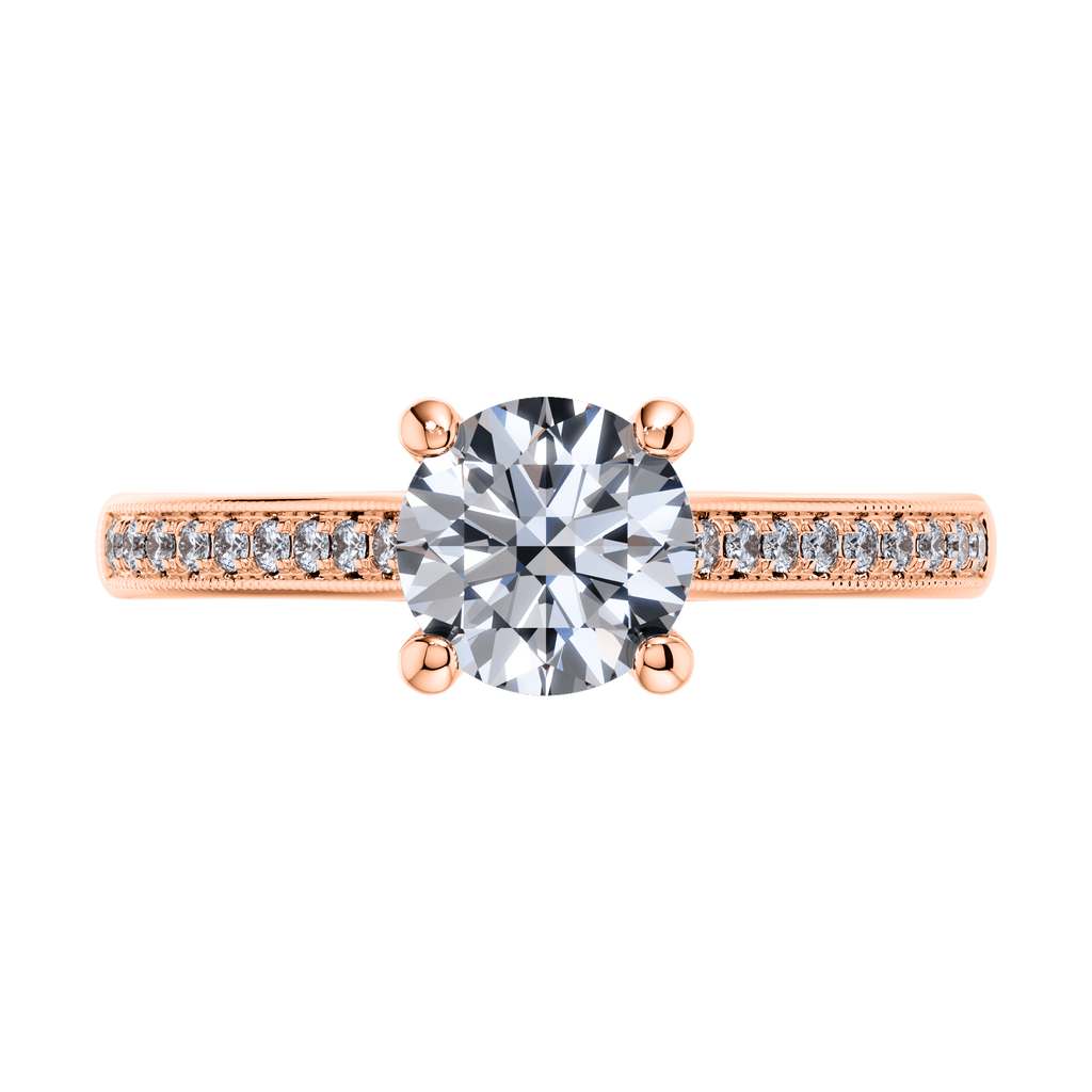 18ct Rose Gold Round Brilliant Engagement Ring Mount.