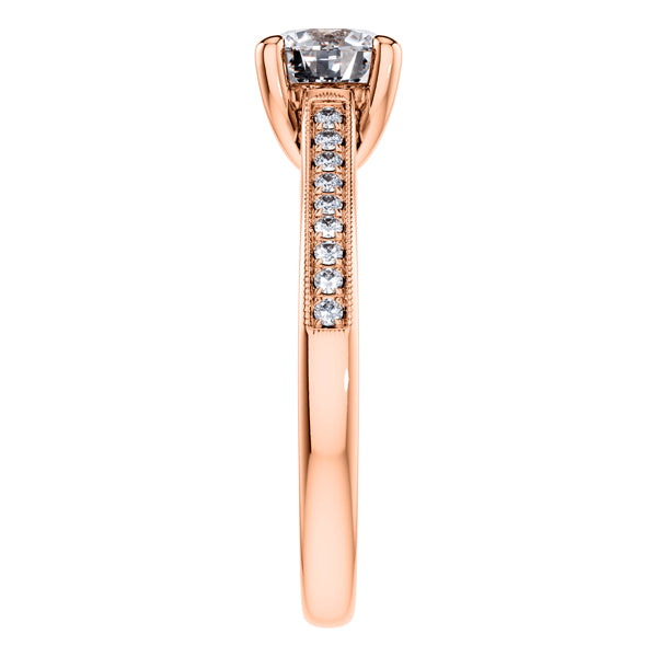 18ct Rose Gold Round Brilliant Diamond Engagement Ring.