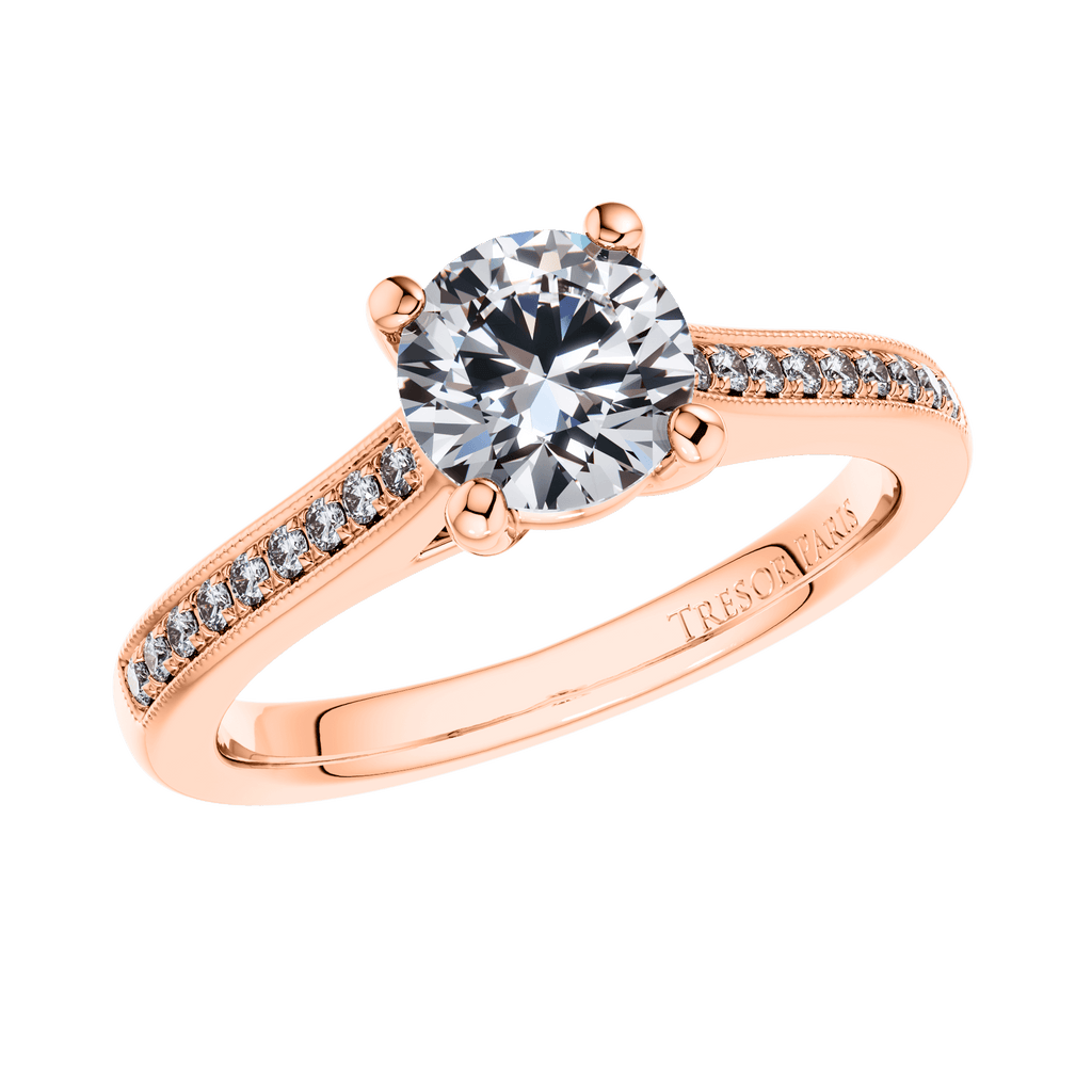 18ct Rose Gold Round Brilliant Engagement Ring Mount.