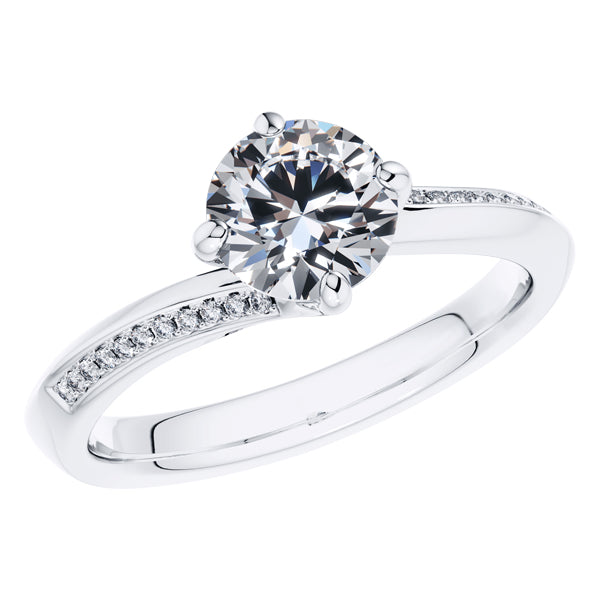 4 Claw Round Brilliant Platinum twist Engagement Ring