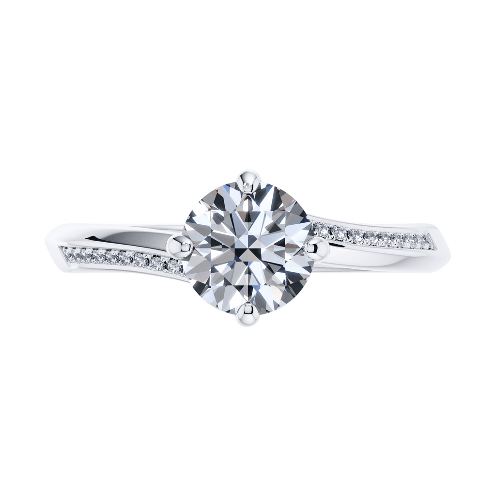 4 Claw Round Brilliant Platinum Twist  Engagement Ring Mount