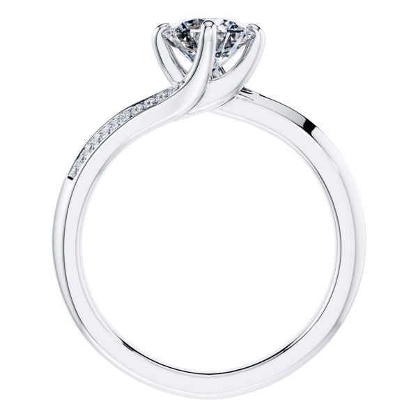 4 Claw Round Brilliant Platinum twist Engagement Ring