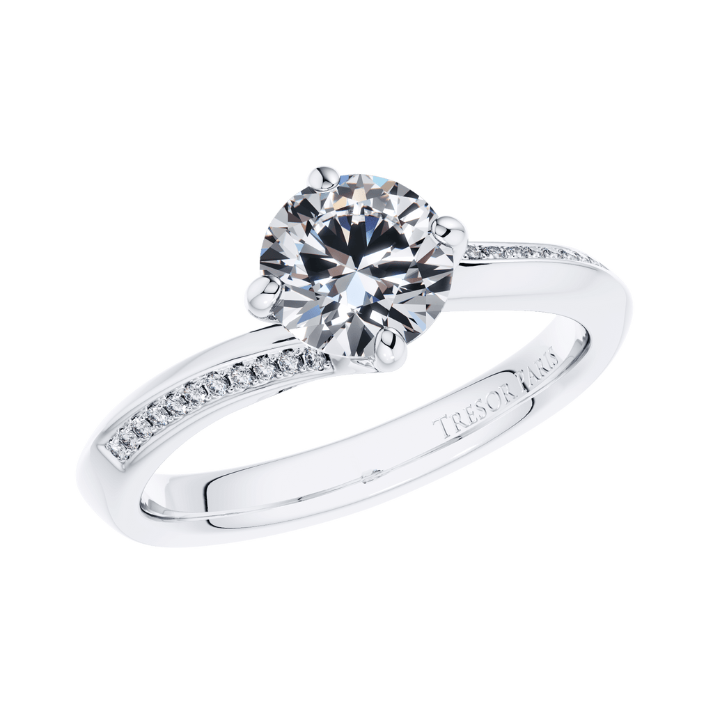 4 Claw Round Brilliant Platinum Twist  Engagement Ring Mount