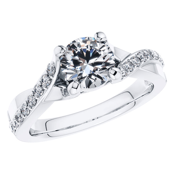 Round Brilliant 4 claw Platinum Diamond Engagement Ring.