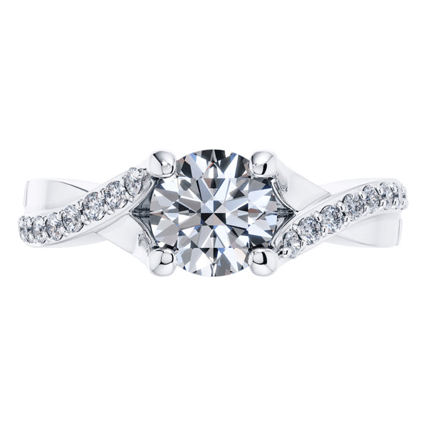 Round Brilliant 4 claw Platinum Diamond Engagement Ring.