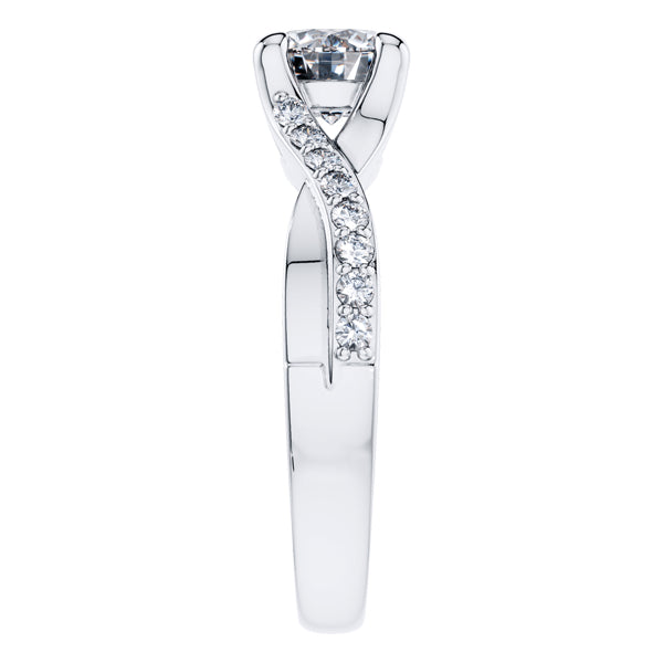 Round Brilliant 4 claw Platinum Diamond Engagement Ring.