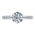 6 Claw Delicate Round Brilliant Diamond Engagement Ring in Platinum