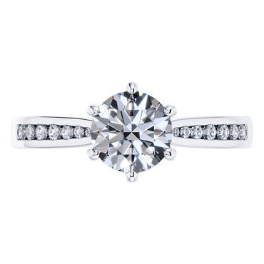 6 Claw Delicate Round Brilliant Diamond Engagement Ring in Platinum
