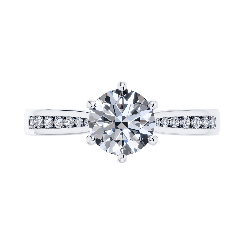 6 Claw Delicate Round Brilliant Diamond Engagement Ring Mount in Platinum