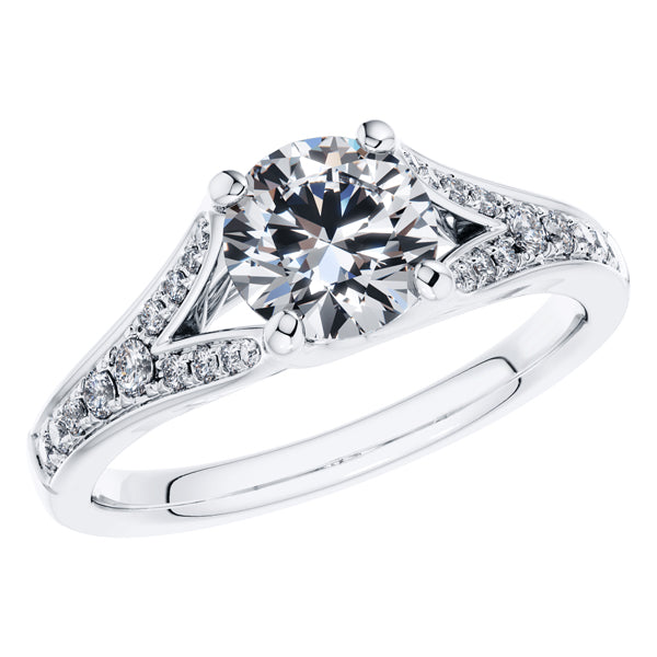 Graceful Round Brilliant Platinum 4 Claw Diamond Engagement Ring.