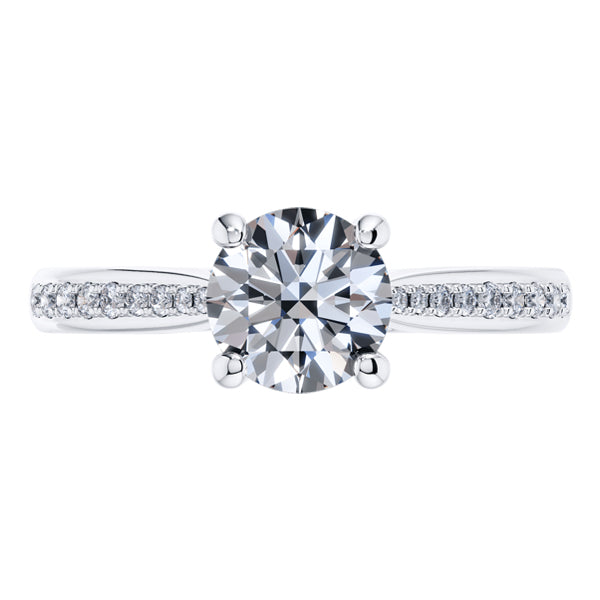 4 Claw Platinum Round Brilliant Diamond Engagement Ring.