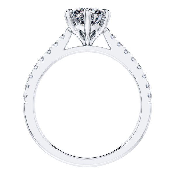 Elegant Platinum Diamond Engagement Ring With 6 Claws.