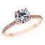 Stunning Round Brilliant Diamond 4 Claw Engagement Ring with side diamonds Set in 18ct Rose Gold.