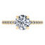 Elegant 4 Claw 18ct yellow Gold Round Brilliant Engagement Ring with Diamond Sides .