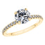 Elegant 4 Claw 18ct yellow Gold Round Brilliant Engagement Ring with Diamond Sides .