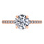 Elegant 4 Claw 18ct Rose Gold Round Brilliant Engagement Ring with Diamond Sides .