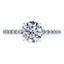 Elegant 4 Claw Platinum Round Brilliant Engagement Ring with Diamond Sides .