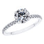 Elegant 4 Claw Platinum Round Brilliant Engagement Ring with Diamond Sides .