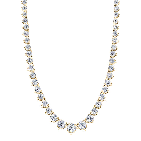 Three claw graduated round H-SI diamond necklace in 18k yellow gold