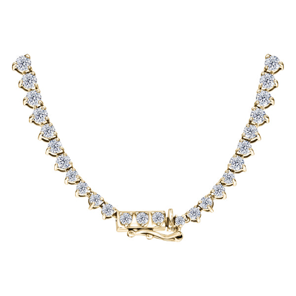 Three claw graduated round H-SI diamond necklace in 18k yellow gold