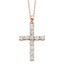 18k Rose gold cross, claw set round brilliant diamonds