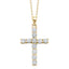 18k Yellow gold cross, claw set round brilliant diamonds