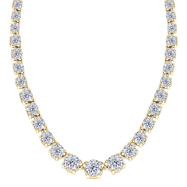 Four claw graduated round H-SI diamond necklace in 18k Yellow gold