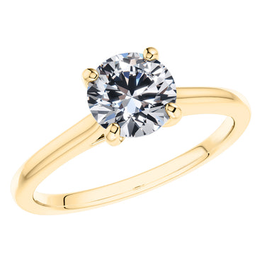 Stunning Round Brilliant Diamond 4 Claw Engagement Ring Set in 18ct Yellow Gold.