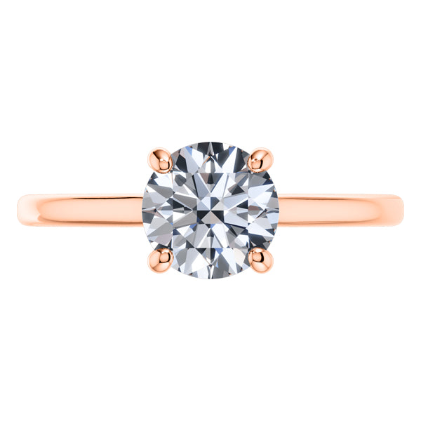 Stunning Round Brilliant Diamond 4 Claw Engagement Ring Set in 18ct Rose Gold.