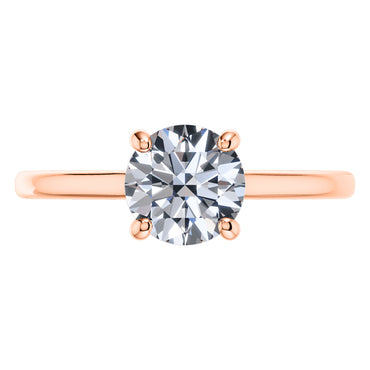 Stunning Round Brilliant Diamond 4 Claw Engagement Ring Set in 18ct Rose Gold.