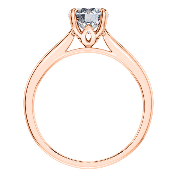 Stunning Round Brilliant Diamond 4 Claw Engagement Ring Set in 18ct Rose Gold.