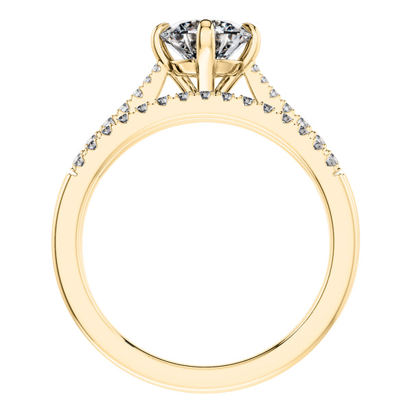 18ct Yellow Gold Round Brilliant 4 Claw Engagement Wedding Ring.