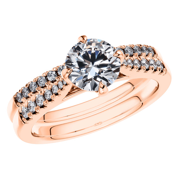 18ct Rose Gold Round Brilliant 4 Claw Engagement Wedding Ring.