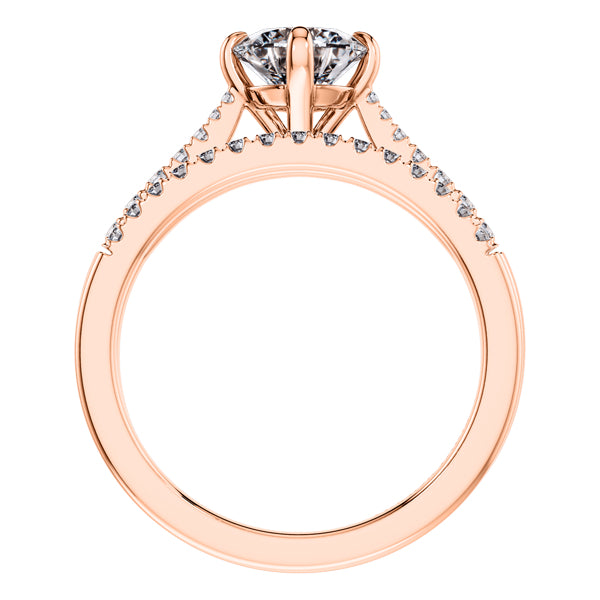 18ct Rose Gold Round Brilliant 4 Claw Engagement Wedding Ring.