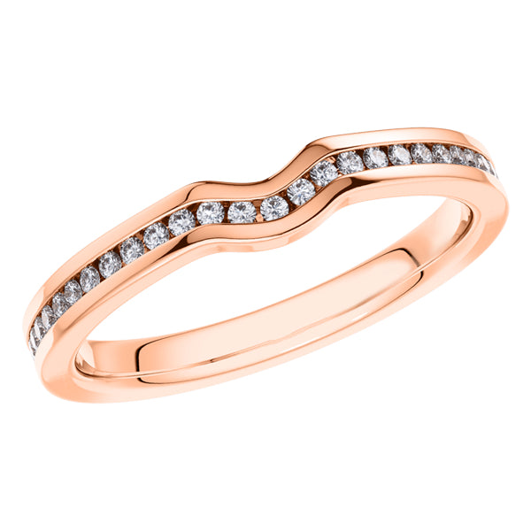 0.10ct Round Diamond Half Eternity Wedding Ring in 18ct Rose Gold