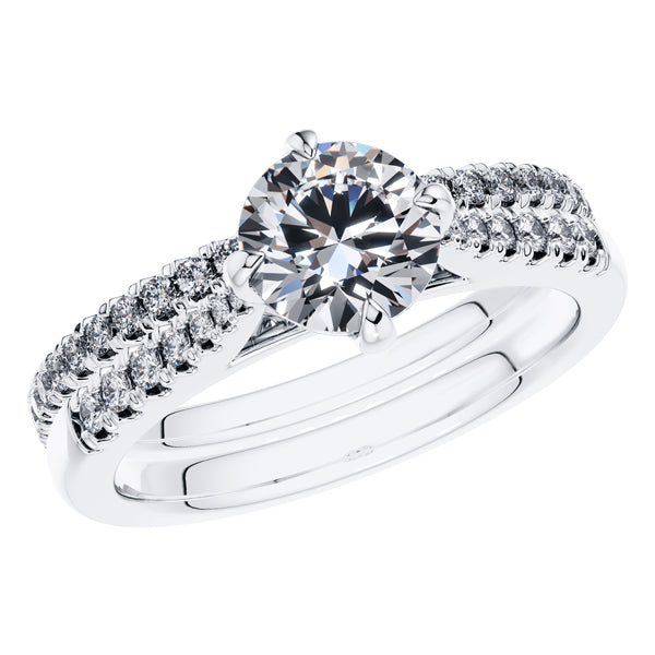 Platinum Round Brilliant 4 Claw Engagement Wedding Ring.