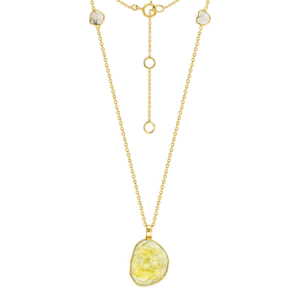 Stylish Yellow Sapphire & Slice of Diamond Necklace in 18ct Yellow Gold