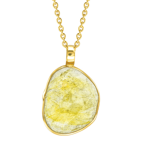 Stylish Yellow Sapphire & Slice of Diamond Necklace in 18ct Yellow Gold