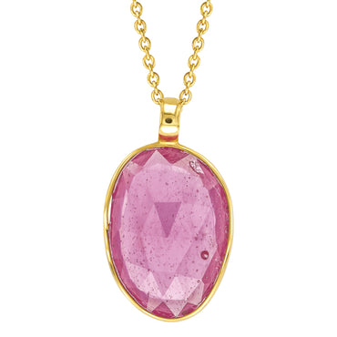 Stylish Rose Cut Ruby & Slice of Diamond Necklace in 18ct Yellow Gold