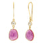 Rose Cut Ruby with Slice of Diamond Drop Earrings in 18ct Yellow Gold