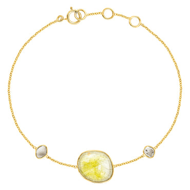 Rose Cut Yellow Sapphire & Slice of Diamond Bracelet in 18ct Yellow Gold