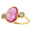 Stylish Rose Cut Ruby with Slice of Diamond Ring in 18ct Yellow Gold