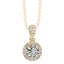 Round Brilliant Diamond Halo Pendant & Chain in 18ct Yellow Gold