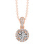 Round Brilliant Diamond Halo Pendant & Chain in 18ct Rose Gold