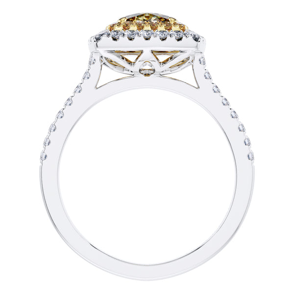 GIA Certified 1.56ct Yellow Diamond Engagement Ring in 18ct White Gold