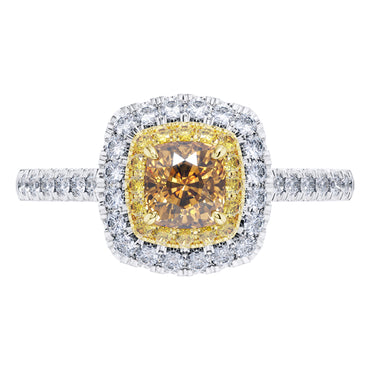 GIA Certified 0.92ct Yellow Diamond Engagement Ring in 18ct White Gold